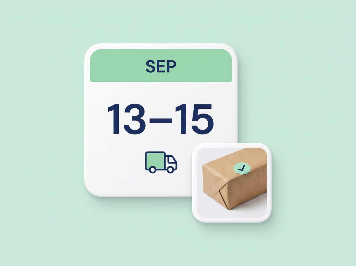 A September 13 to 15 delivery promise paired with a parcel confirmation.